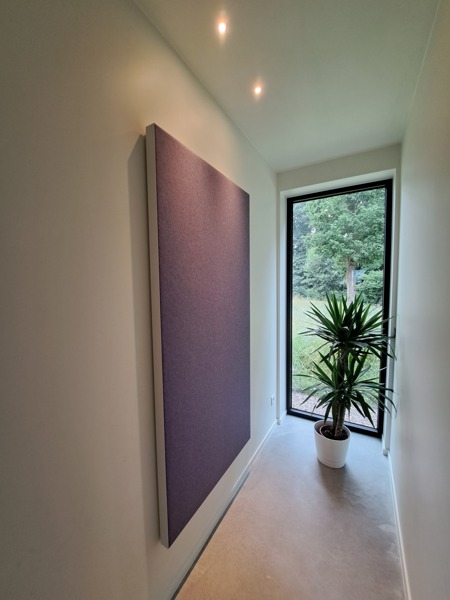 COUSTpane,l purple, in a corridor